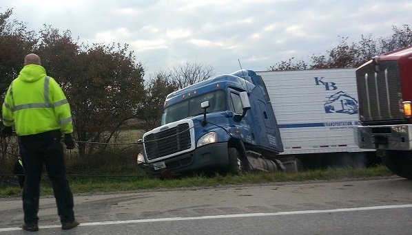 Ongeluk met vrachtwagen op een Amerikaanse highway